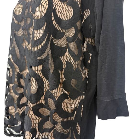 Dolan Black Lace Knit Whimsigoth Pullover Nude Lined Top Shirt Stretch sz M - Picture 9 of 16